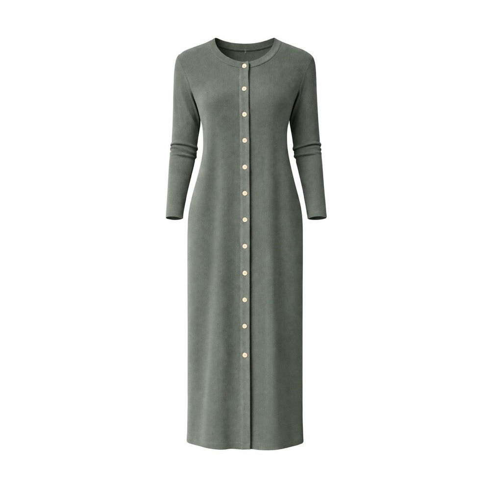 Aleeza Button Down Lounge Dress Large Green NWT